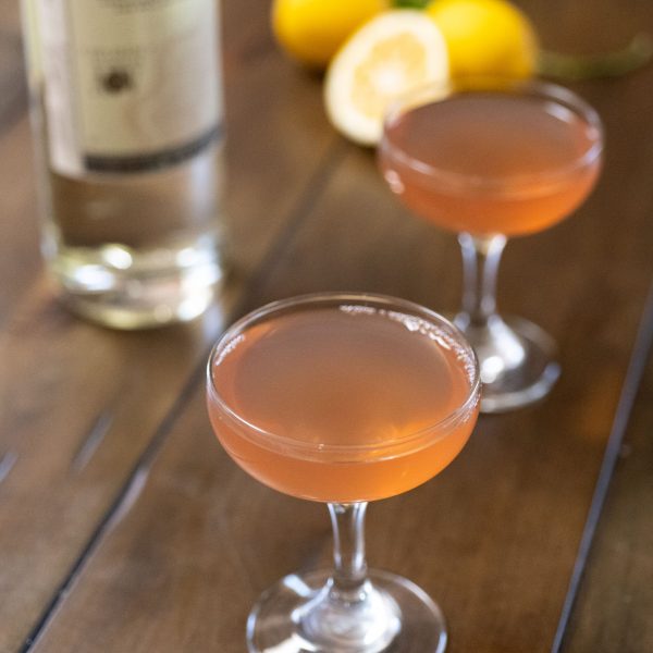 Pinkish cocktails and green chile