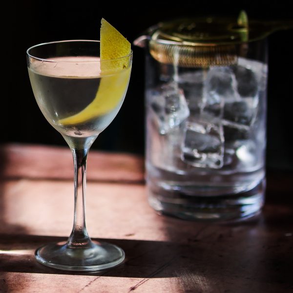 Martini glass and stirring vessel