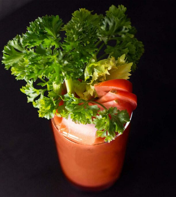 A bloody mary with oodles of parsley