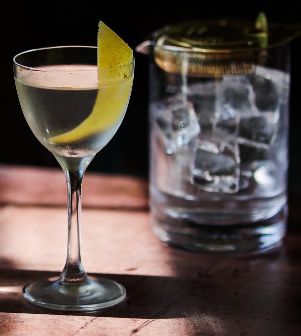Martini glass and stirring vessel